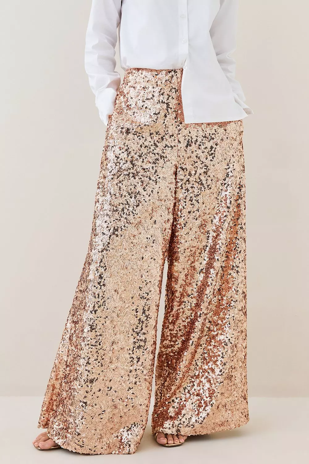 Lydia Millen Petite Textured Sequin Wide Leg Trousers Karen Millen